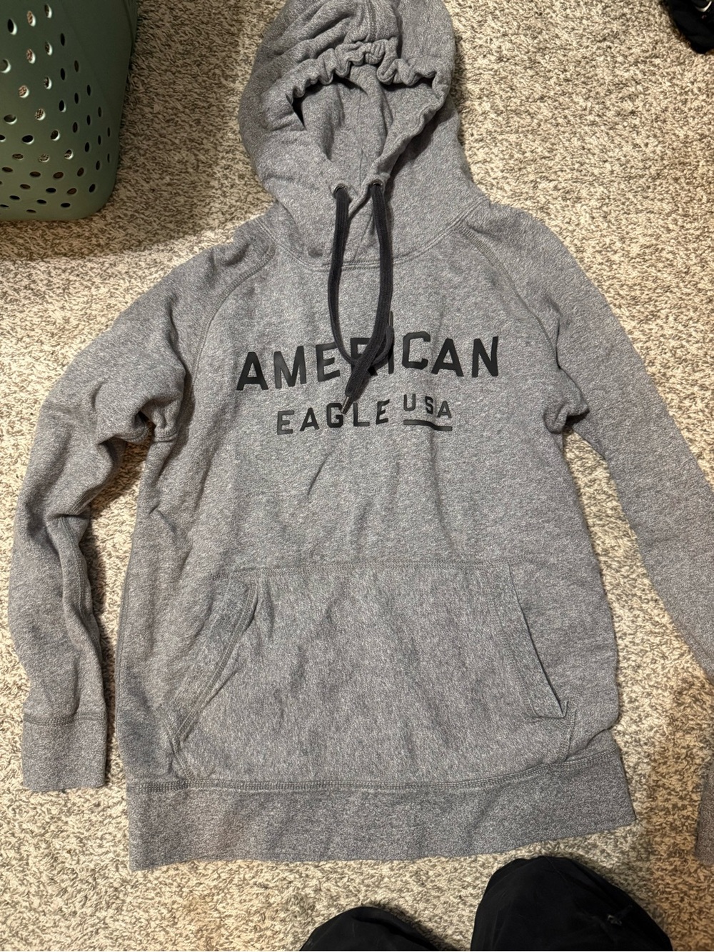 American Eagle Outfitters Gray Hooded Sweatshirt - womens Pullover